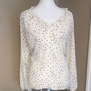 NWOT ANN TAYLOR Black White Print Blouse S